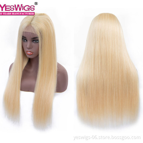 YESWIGS 150% Density Silky Straight Human Hair 13*4 Inch Lace Front Wig Hot Sale Color Wig Transparent Lace wig